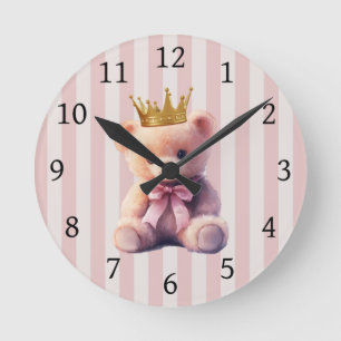 Horloge Ronde Ours en peluche princesse