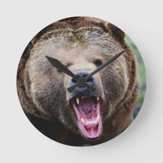 Horloge Ronde Ours gris d'hurlement