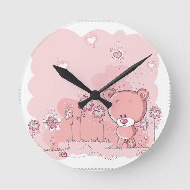 HORLOGE RONDE OURS ROSE (Recto)