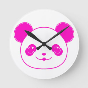 Horloge Ronde Ours rose Kawaii Panda