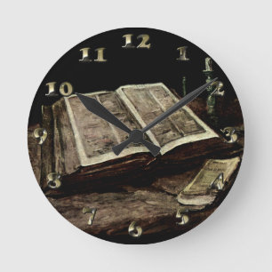 Horloge Ronde Ouvrez le livre de bible avec des bougies - Van