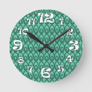 Horloge Ronde Ovales verts à la menthe répétitive