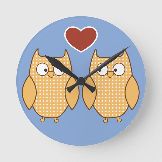 Horloge Ronde Owl heart love kids room decor (Recto)