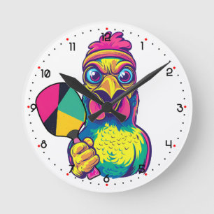 Horloge Ronde Paddle Peckin' Time Pickleball