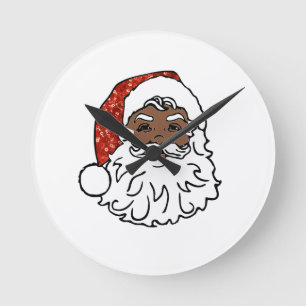 Horloge Ronde paillettes noir santa claus