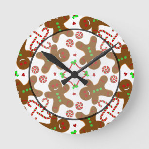 Horloge Ronde Pain d'épices homme Noël Monogramme