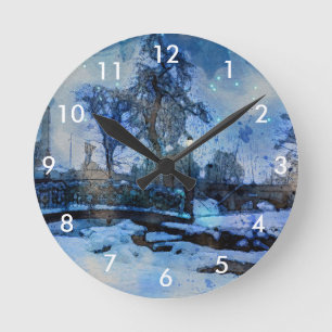 Horloge Ronde Painting of winter night in city park
