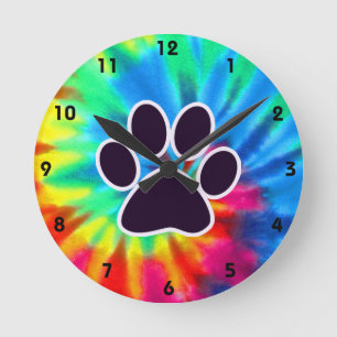 Horloge Ronde Paix, amour, chien ; Pawprint