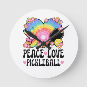Horloge Ronde Paix Amour Pickleball