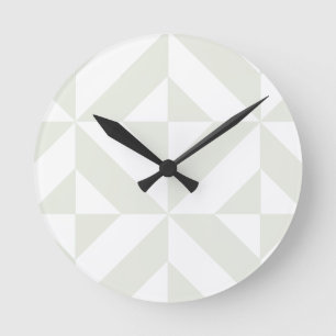 Horloge Ronde Pale Gray Geometric Deco Cube Pattern