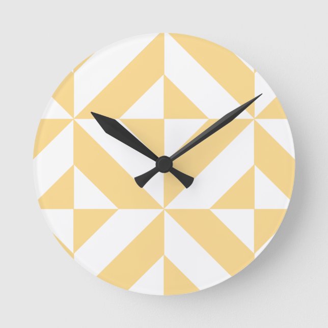 Horloge Ronde Pale Melon Geometric Deco Cube Motif (Recto)