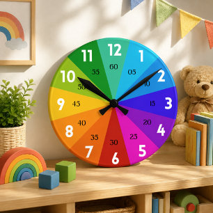 Horloge Ronde Palette de couleurs arc-en-ciel gras Apprendre à l