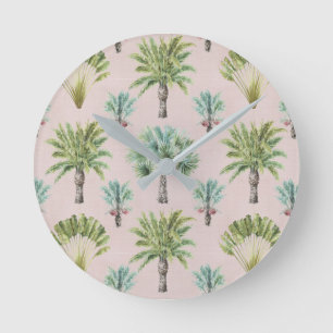 Horloge Ronde Palmiers verts mélangés