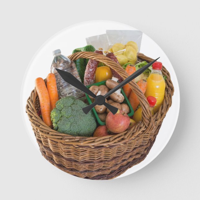 Horloge Ronde Panier avec aliments fruits et légumes (Recto)