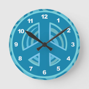 Horloge Ronde Panneau de paix bleu