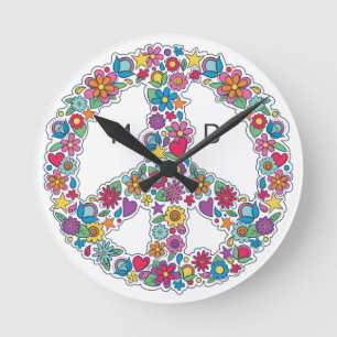 Horloge Ronde Panneau de paix monographique personnalisé