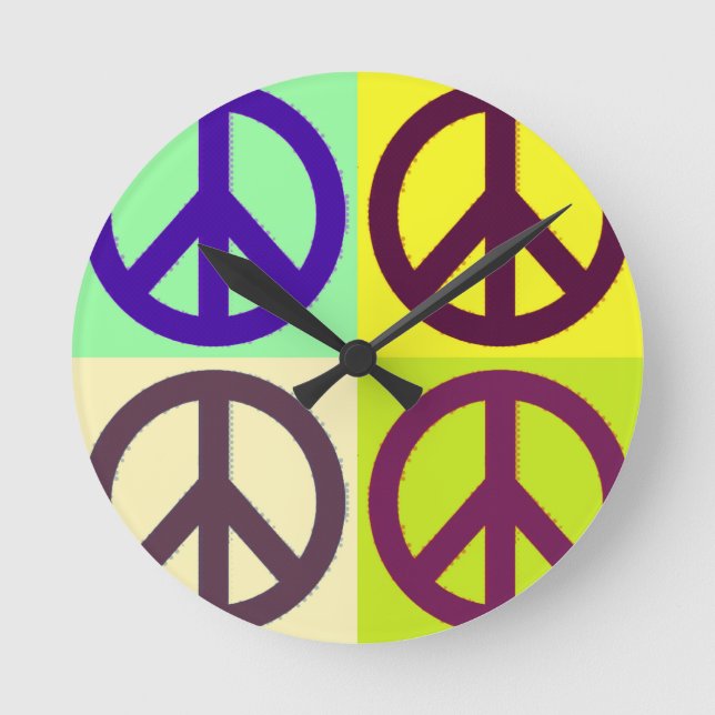 Horloge Ronde Panneau de Paix Pop Art (Recto)