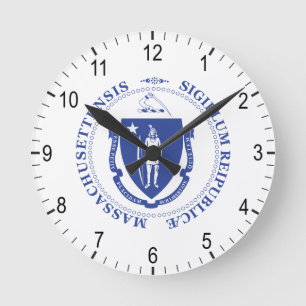 Horloge Ronde panneau Massachusetts