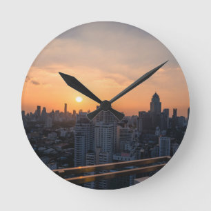 Horloge Ronde Panorama du coucher du soleil à Bangkok