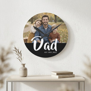 Horloge Ronde Papa a établi une photo de script blanc moderne