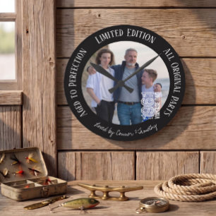 Horloge Ronde Papa Vintage disant Photo Noir Rétro
