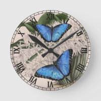 Papillon bleu Morpho Floral Nature Art