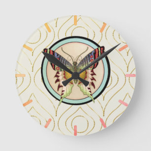 Horloge Ronde Papillon coloré de l'Ancien Monde