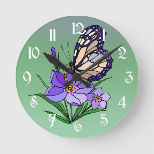 Horloge Ronde Papillon de monarque