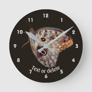 Horloge Ronde Papillon Hibou Brun Nature Personnalisé