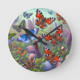 Horloge Ronde Papillons