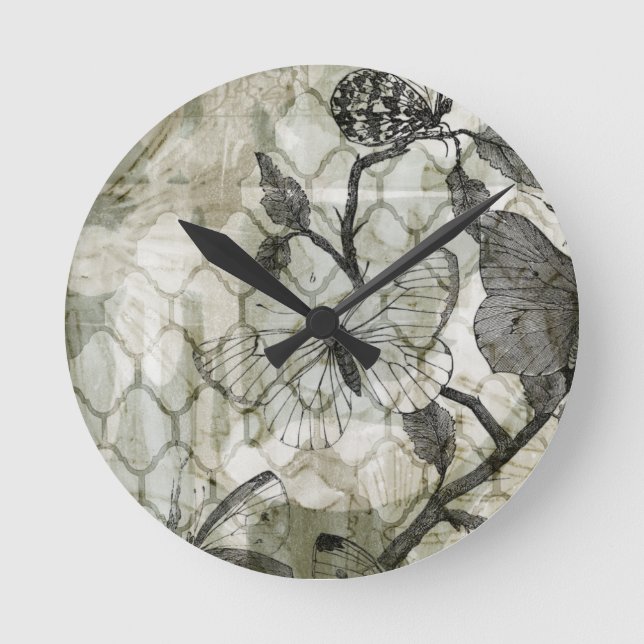 Horloge Ronde Papillons arabes II (Recto)