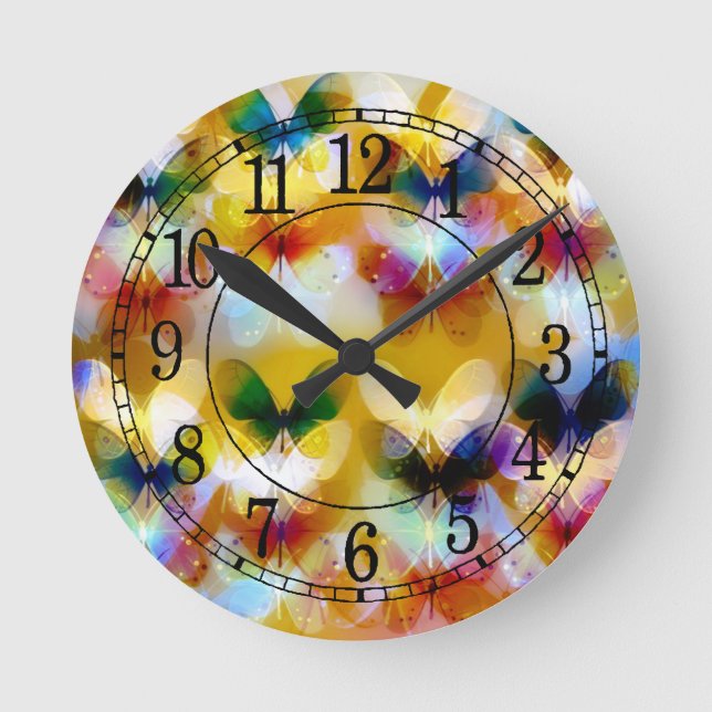 Horloge Ronde papillons colorés (Recto)