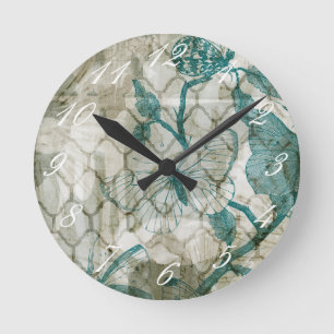 Horloge Ronde Papillons d'arabesque VI