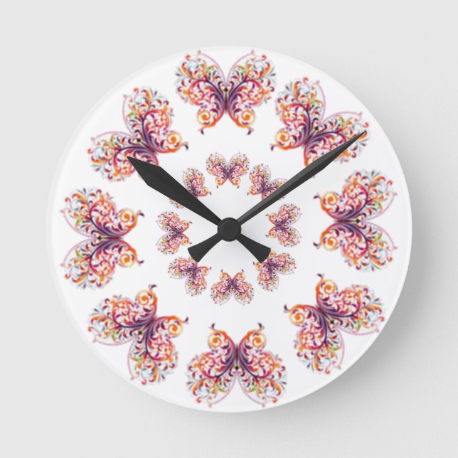 Horloge Ronde Papillons de style classique (Recto)