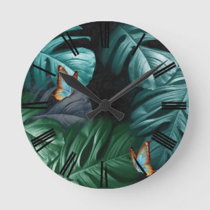 Horloge Ronde Papillons du Paradis/Tropical Turquoise Splash