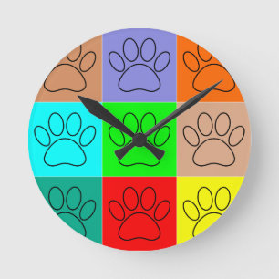 Horloge Ronde Paquets De Chiots Mignons En Carré
