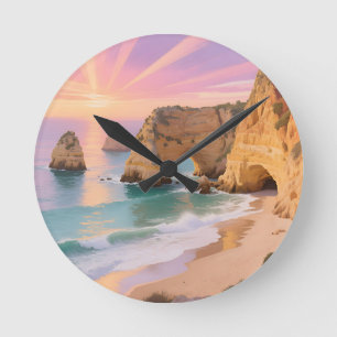 Horloge Ronde Paradis des grottes marines au coucher du soleil