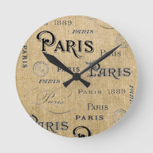 Horloge Ronde Paris sur Burlap