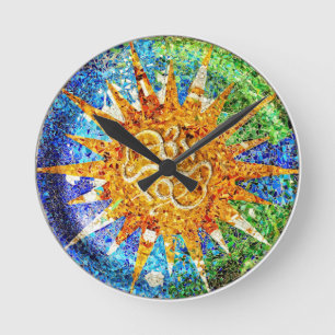 Horloge Ronde Park Guell Mosaics Wall Clock