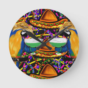 Horloge Ronde Parrot de fête de Cinco De Mayo