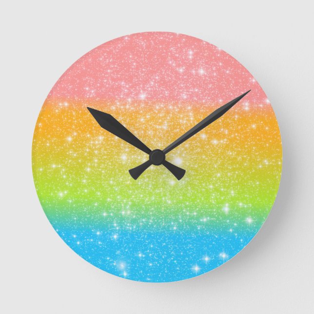 Horloge Ronde Parties scintillant astrale Pastel Rainbow (Recto)
