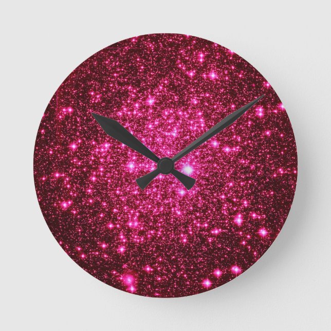 Horloge Ronde Parties scintillant astrale rose chaud (Recto)