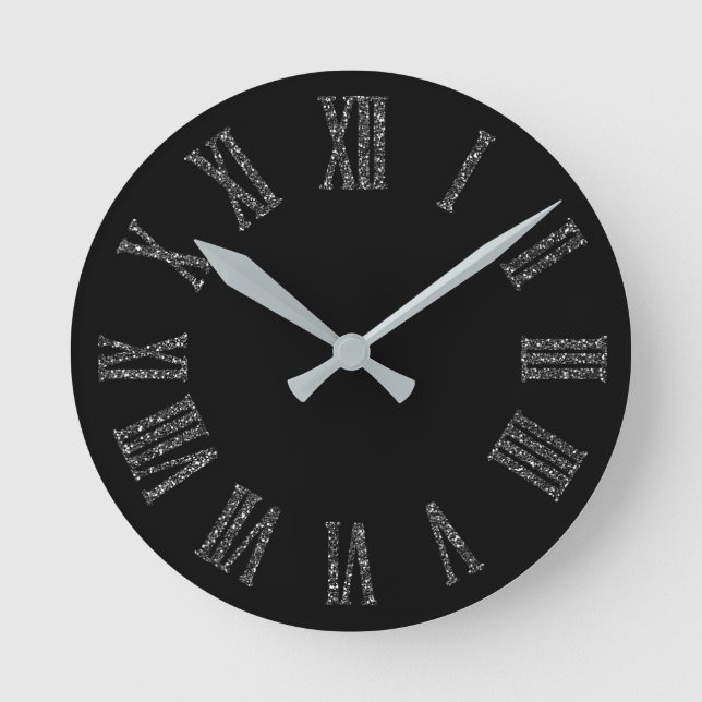 Horloge Ronde Parties scintillant en graphite noir Gris Argent M (Recto)