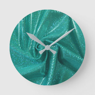 Horloge Ronde Parties scintillant étincelante de séquence turquo