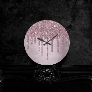 Horloge Ronde Parties scintillant Mauve de dérive   Mélangeur de