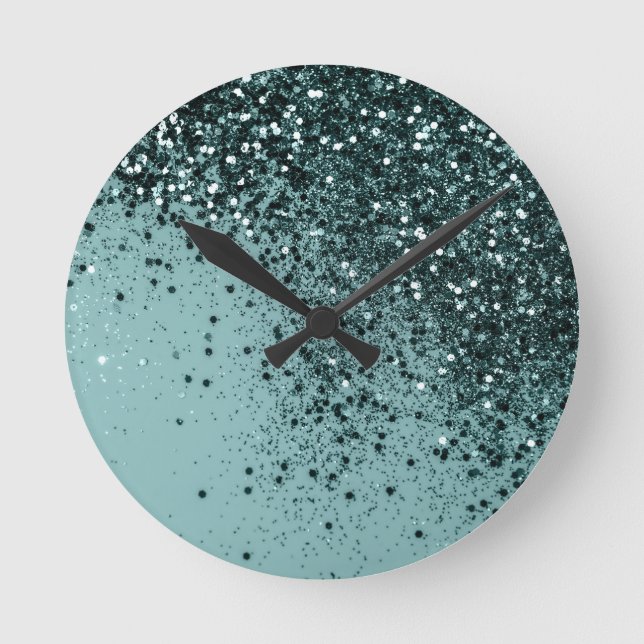 Horloge Ronde Parties scintillant océanique turquoise Sirène #4  (Recto)