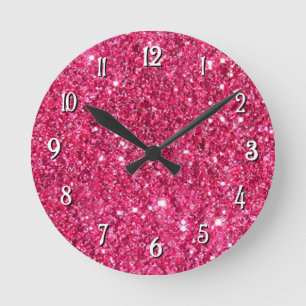 Horloge Ronde Parties scintillant rose-chaud