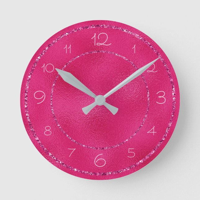 Horloge Ronde Parties scintillant rose glamour et fille sur huil (Recto)