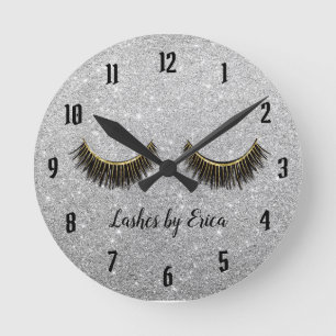 Horloge Ronde Parties scintillantes argentées modernes de