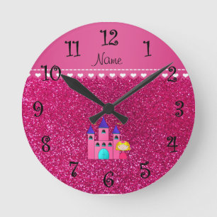 Horloge Ronde Parties scintillantes au néon de roses indien de